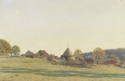 Brickfield i Pitland Street, Surrey (svart bly, wc og kroppsfarge på papir) av George Price Boyce