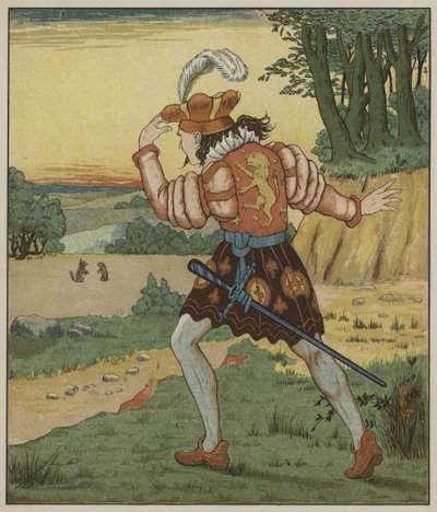 Illustrasjon for Rumpelstiltskin av Brødrene Grimm av George R. Halkett