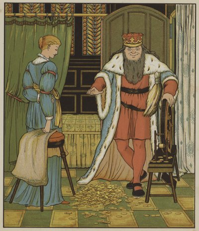 Illustrasjon for Rumpelstiltskin av Brødrene Grimm av George R. Halkett