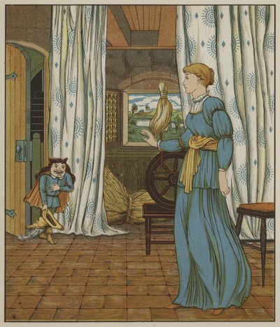 Illustrasjon for Rumpelstiltskin av Brødrene Grimm av George R. Halkett