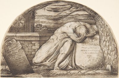 En figur som gråter over en grav av George Richmond