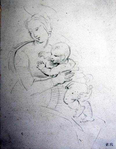 En mor og hennes barn - studie for de gamle av George Richmond