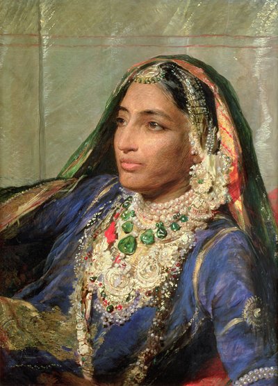 Portrett av Rani Jindan Singh, i en indisk sari av George Richmond