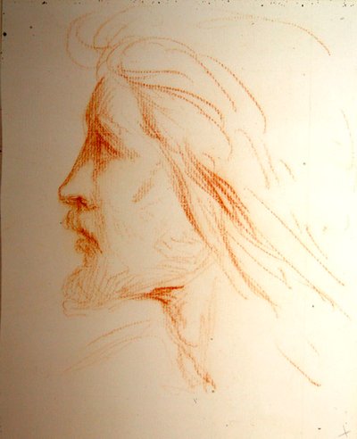 Portrettstudie av Samuel Palmer, ca. 1828-29 (rødt kritt på papir) av George Richmond
