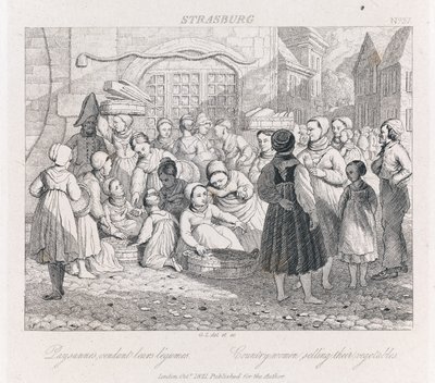 Peasants Selling, Strasburg, ca. 1821 (radering) av George Robert Lewis