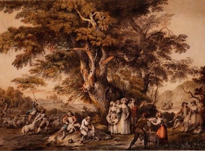 Sommer: Saueklipping, ca. 1780 (akvarell og kroppsfarge på papir) av George Robertson