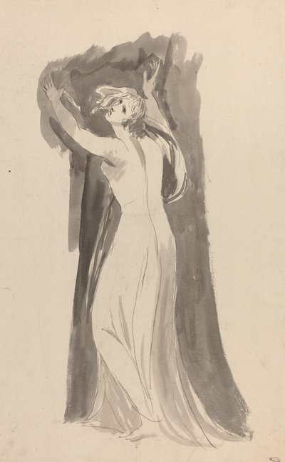 En studie av Miranda for "The Tempest" av George Romney