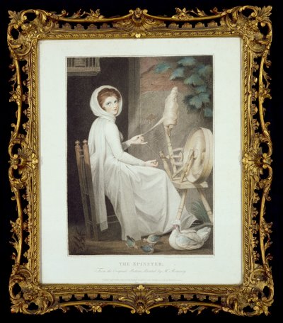 The Spinner (gravering av Thomas Cheesman, etter G. Romney, utgitt av John og Josiah Boydell 1789) av George Romney