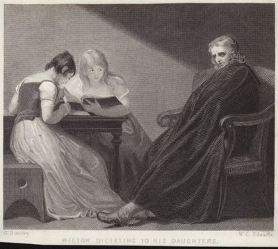 John Milton dikterer til døtrene sine av George Romney