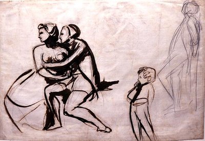 Lovers Espied by a Child (penn- og blekkvask) av George Romney