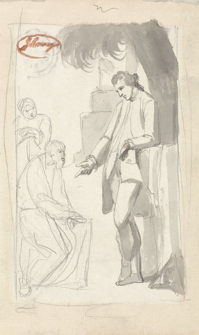 Major Pierson and the Brahman (grå vask og grafitt på lagt papir) (se 153906) av George Romney