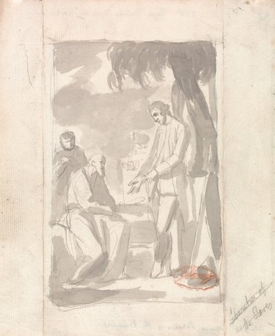 Major Pierson and the Brahman (gråvask på lagt papir) (se 153905) av George Romney