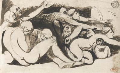 Fengselsscene (pensel og blekk over grafitt på papir) av George Romney