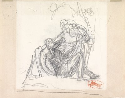 Liggende kvinne og andre figurer (grafitt på lagt papir) (se 153904) av George Romney