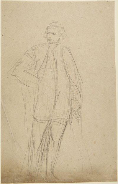 Studie til et helfigurportrett av en mann i kappe av George Romney
