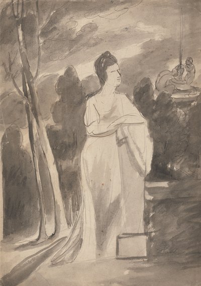 Kvinne ved en kolonne av George Romney