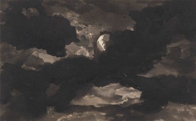 Studie av en skyet månebelyst himmel av George Romney
