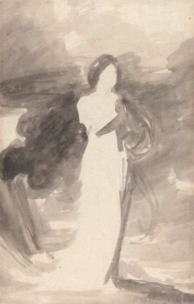 Studie av en dame som står av George Romney
