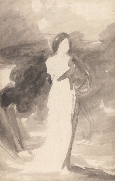 Studie av en dame som står av George Romney