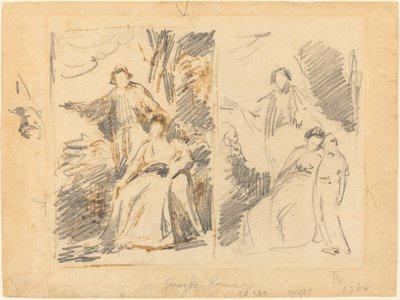 To studier for et portrett av Warren-familien av George Romney