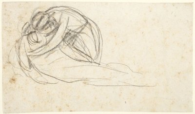 Kvinne som omfavner en liggende figur  (baksiden: den nedre halvdelen av to stående figurer) av George Romney