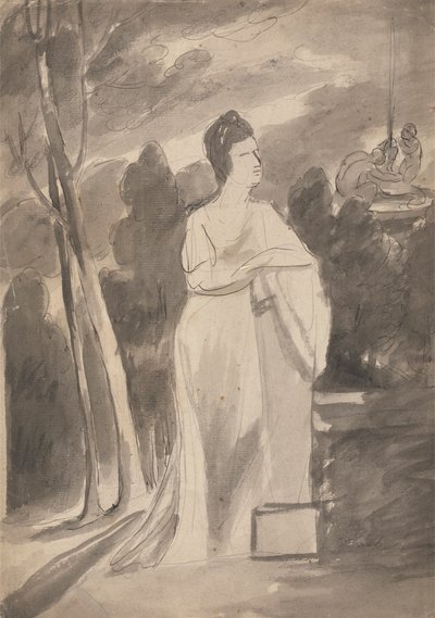 Kvinne ved en kolonne av George Romney