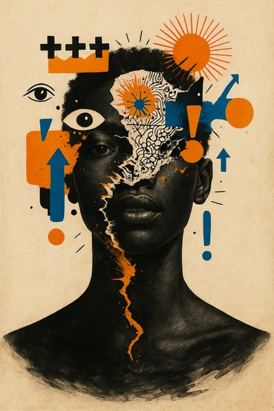 Utover overlevelse, 2025 (akryl på lerret) av George Rosaly