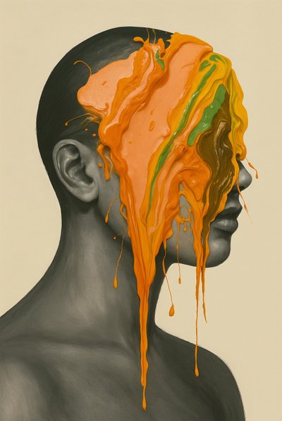 Gyllen støy, 2025 (akryl på lerret) av George Rosaly