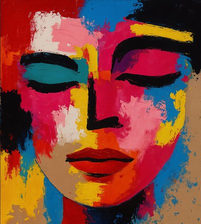 Flokete frekvenser, 2025 (akryl på lerret) av George Rosaly