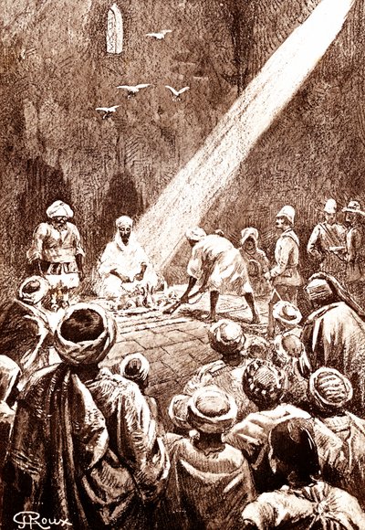 Nubisk ørken. Nord-Sudan-stammen. 1888 (gravering) av George Roux