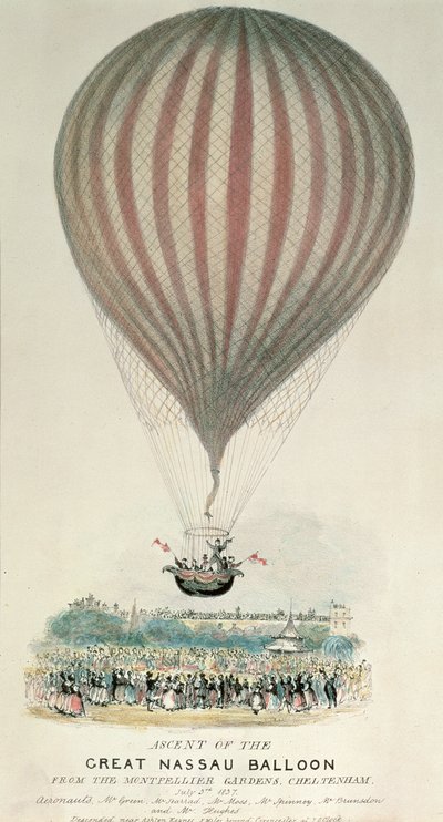 Ascent of the Great Nassau Balloon, Montpellier Gardens, 3. juli 1837 av George Rowe