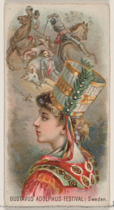 Gustavus Adolphus Festival, Sverige, fra Holidays-serien N80 for Duke brand cigarett..., 1890. av George S. Harris and Sons