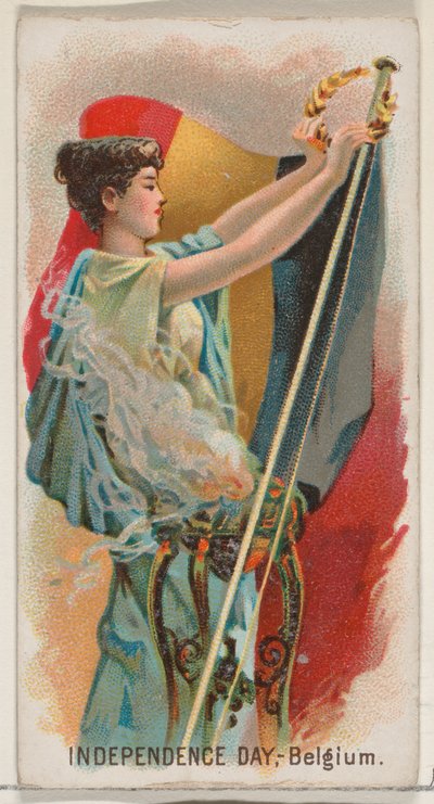 Independence Day, Belgia, Østerrike, fra Holidays-serien N80 for Duke brand cigarett..., 1890. av George S. Harris and Sons