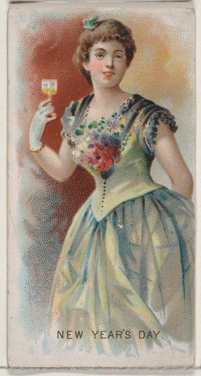 New Year's Day, USA, fra Holidays-serien N80 for Duke-sigaretter, 1890., 1890 av George S. Harris and Sons