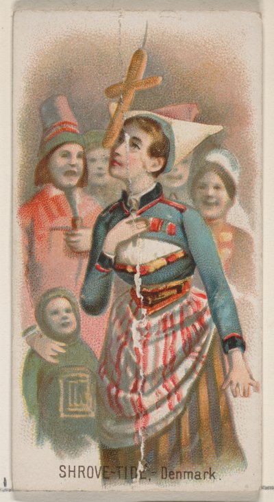 Shrove-Tide, Danmark, fra Holidays-serien N80 for Duke-sigaretter, 1890., 1890. av George S. Harris and Sons