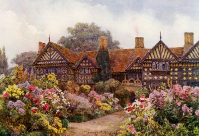 Speke Hall, Lancashire (fargelitografi) av George Samuel Elgood