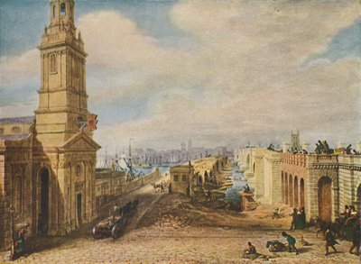 London Bridges gamle og nye, 1831, 1920 av George Scharf