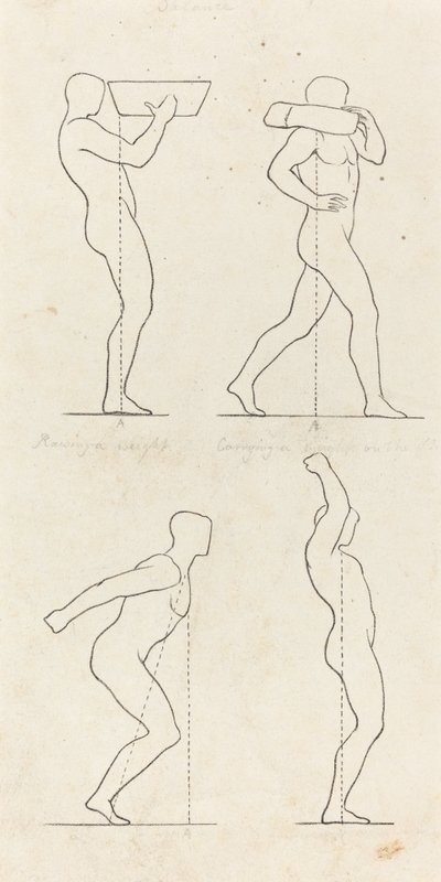Å bære en vekt; Forbereder seg på å hoppe og gå av av George Scharf after John Flaxman
