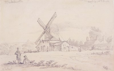 Utsikt over mølle med en vindmølle på Blackheath, Greenwich, London, 1833 av George Shepheard