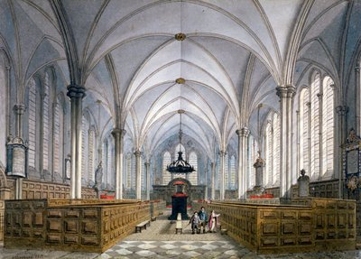 Innvendig utsikt over Temple Church, London, 1811. av George Shepherd
