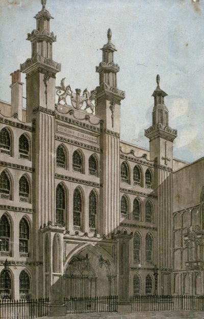 Sør-vest utsikt over Guildhall-fronten, City of London, 1810 av George Shepherd