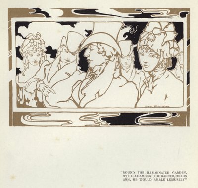 Illustrasjon for The Happy Hypocrite av Max Beerbohm (farge litho) av George Sheringham