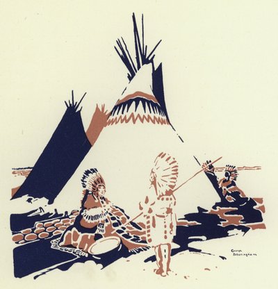 Så de trakk lodd for å se hvem som skulle søke ham i skogen (farge litho) av George Sheringham