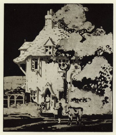 "Hvor skal du med kua?" (farge litho) av George Sheringham