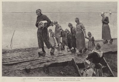 Begravelsen til et fiskers barn, i Volendam, på Zuider Ze av George Sherwood Hunter