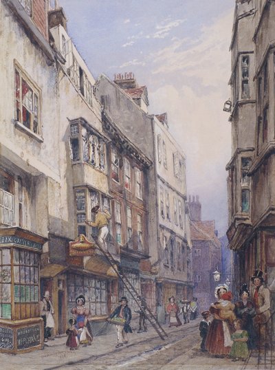 Bell Yard nær Chancery Lane, London, 1835 av George Sidney Shepherd