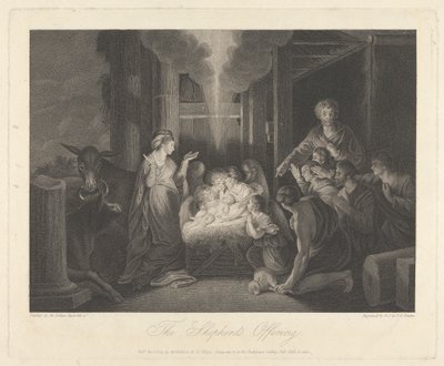 West Window of the Chapel, New College Oxford: The Shepherd Offering, Nativity Scene av George Siegmund Facius
