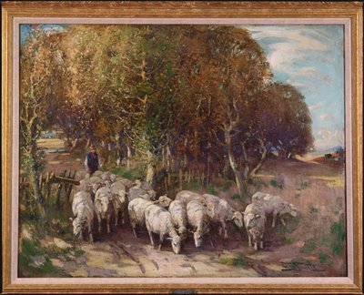 Driving the Flock (olje på lerret) av George Smith