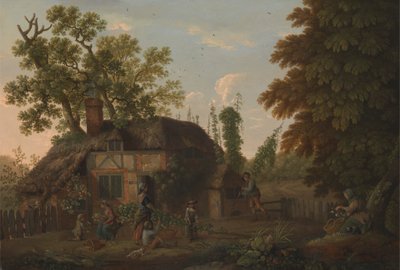 Humleplukkere utenfor en hytte av George Smith