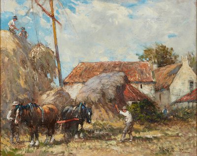 Arbeide med Hay Pulley (olje på lerret) av George Smith